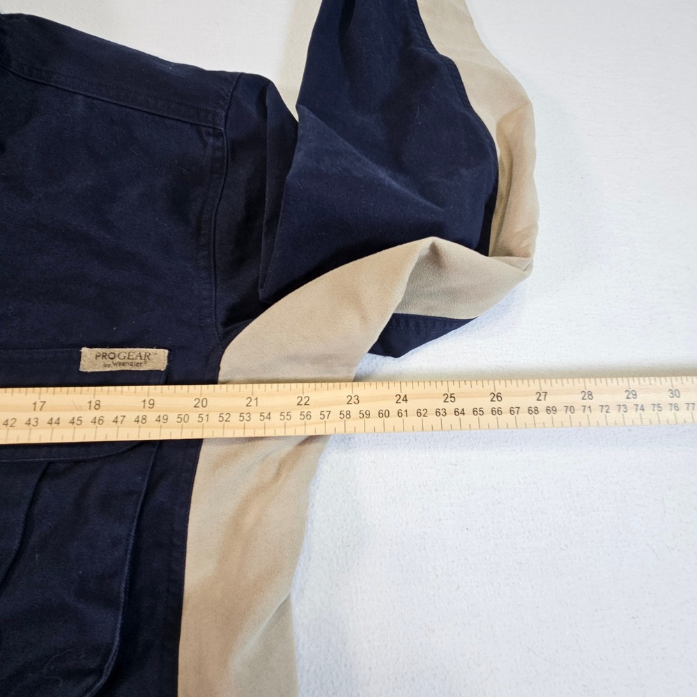 Wrangler ProGear Mens Shooting‎ Shirt Navy Blue Tan Quilted Shoulder Medium - Picture 7 of 9